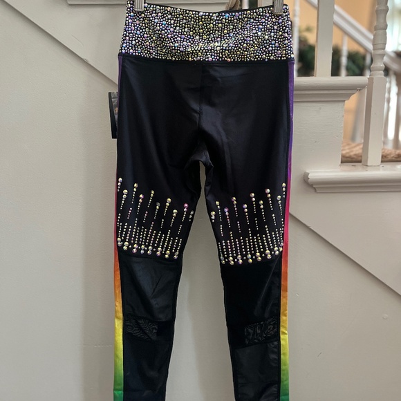 Rebel Athletic Rainbow/Multi-Colored Criss Cross Leggings - Picture 3 of 3